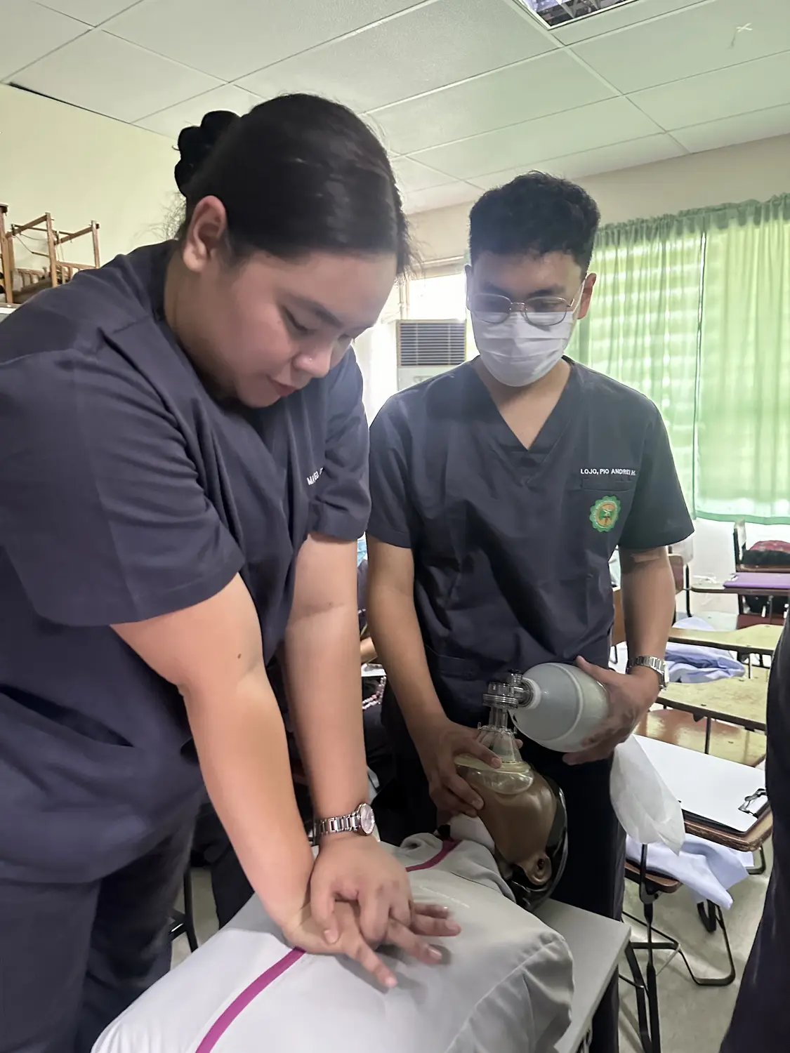 Janjae practicing emergency response skills